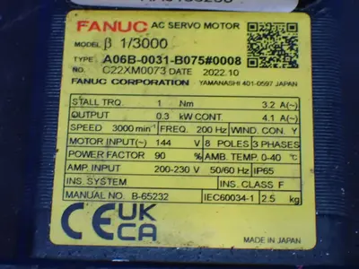 Used FANUC A06B0031B075#0008 Motors (misc) Ohio US | HGR 24 #1296904