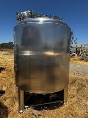 Tank, 660 Gallon, 316L Stainless Steel, Jacketed, Agitated, Dish & Cone Bottom, with Mixer, #5991337
