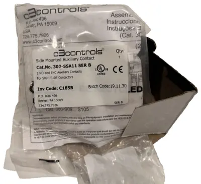 NEW C3CONTROLS 300-S25N30D10 NONREVERSING CONTACTOR SER.B W/ EXTRAS 300S25N30D10