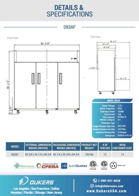 New | in-Stock Dukers New Dukers D83AF Stainless Steel Commercial Solid 3-Door Top Mount Reach-in Freezer Freezers Illinois US | Falcon Restaurant Supply #1376287