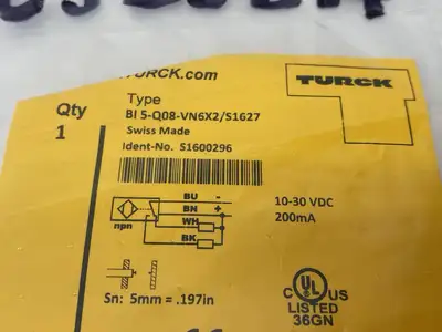 New | in-Stock Turck Inductive Proximity Sensor 5mm Sn NO/NC Proximity Sensors Michigan US | Maverick Industrial Sales #1398820