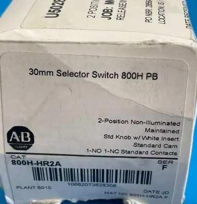 A / B 800H-HR2A SELECTOR SWITCH SER. F 800HHR2A NEW, SURPLUS
