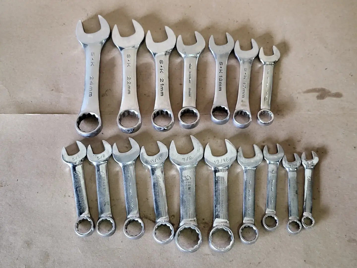 14 - 24mm and  3/8" - 5/8" Stubby Combination Wrench Set (17pcs)