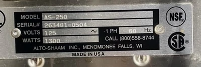 72-0187 Alto Shaam AS-250 Cook & Hold Oven