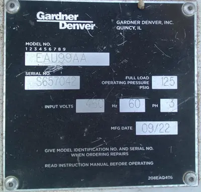 Used 2022 GARDNER DENVER EAU99AA Air Compressors (Misc) Ohio US | C3 SURPLUS LLC #1389782