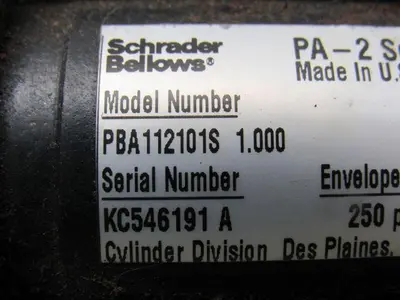 Schrader Bellows PBA112101S Double Ended Pneumatic Cylinder 1" Bore 1-1/2" Strok