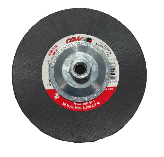 CGW 7" x 5/8-11 Semi-Flex Grinding Disc T27 Rigid Metal & Steel 24 Grit AO 10PK