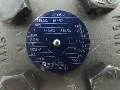 Bonney Forge HL-52  T-Style Steel Ball Check Valve 1" NPT 1975 PSI Class 800#