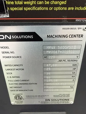 Used 2022 DOOSAN MYNX 5400/50 II Vertical Machining Centers Georgia US | The Equipment Hub #1314881