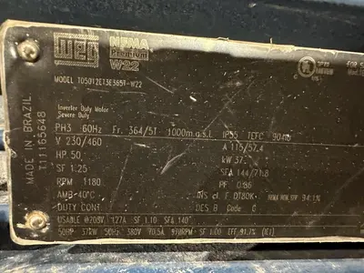 50 HP WEG TEFC MOTOR, 365/5T FRAME : STOCK #22166