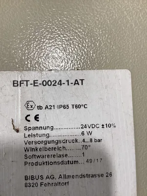 Bibus Pump And Valve BFT-100-0061-0-AT -NOS