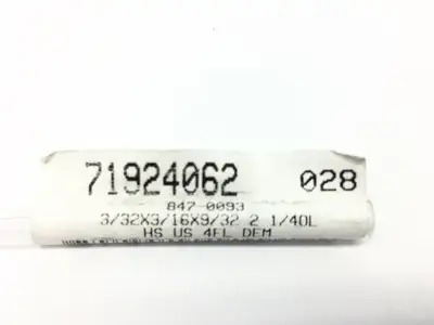 71924062 | Made in the USA  Steel End Mill 3/32",9/32" LOC, 3/16" Shank, 2-1/4" OAL - New