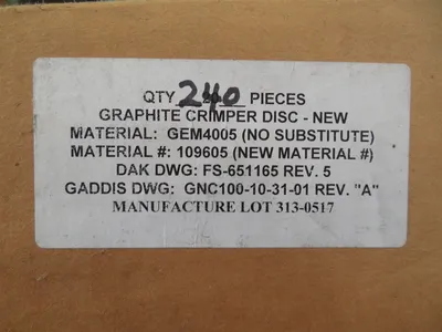 Qty. 240 Gaddis GNC100-10-31-01 Graphite Crimper Discs 2-1/2" X 1/2" GEM4005 New