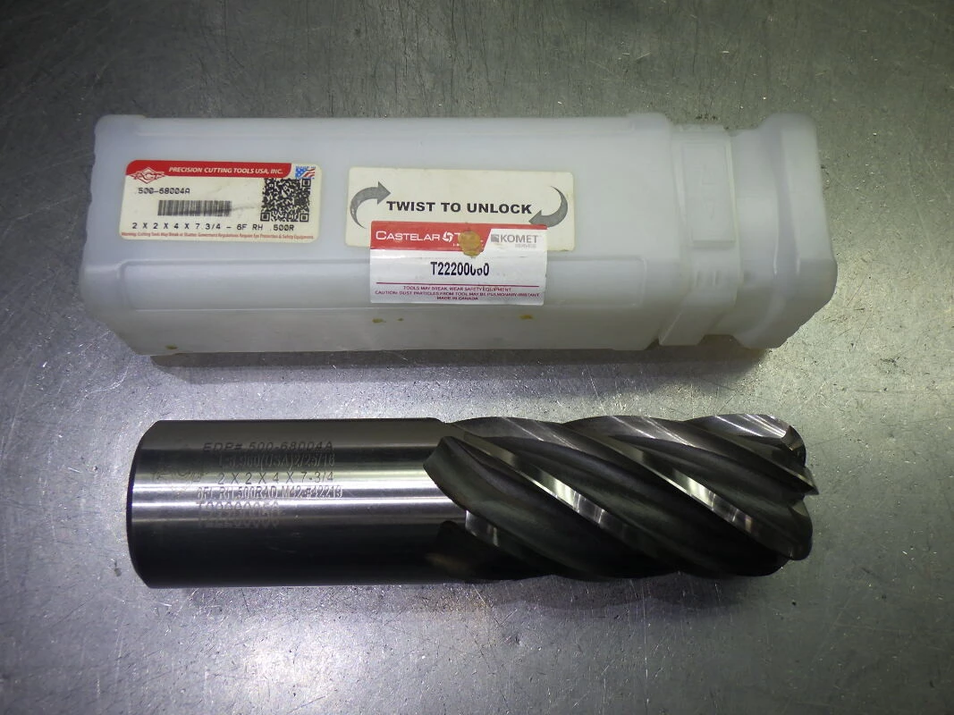 PCT 2" 6 Flute M42 Cobalt CR HSS Endmill 2" Shank .5" R T22200050 (LOC2095A)