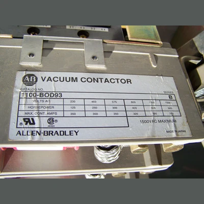Allen Bradley CAT # 1100-B0D93.  Vacuum Contactors 1500 VAC Max.