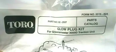 NEW TORO 92-2537 GLOW PLUG KIT GR3000D 922537