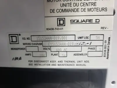 USED SQUARE D MODEL 6