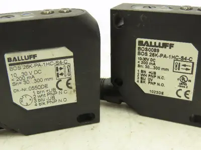 Balluff BOS26KPA1HCS4C Photoelectric Proximity Sensor 	30-300mm Range Lot of 4
