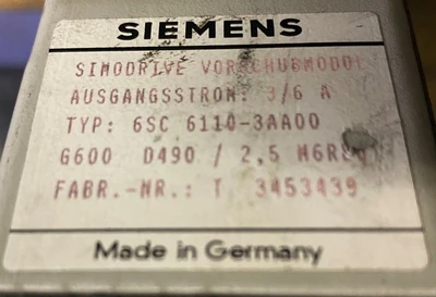 SIEMENS 6SC-6110-3AA0 SIMODRIVE SERVO DRIVE
