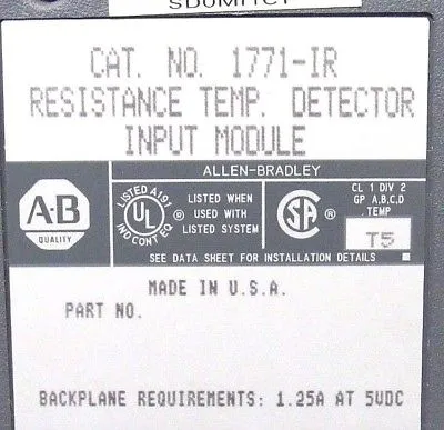 REPAIRED ALLEN BRADLEY 1771-IR INPUT MODULE SER.A 1771IR