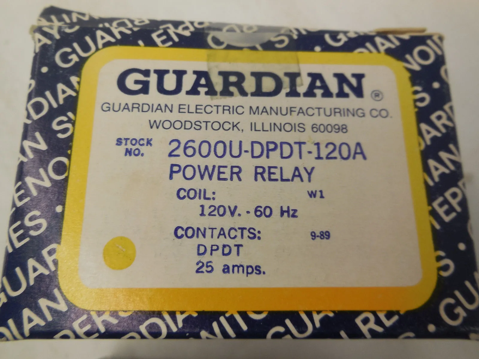 NEW GUARDIAN ELECTRIC 2600U-DPDT-120A POWER RELAY 2600UDPDT120A