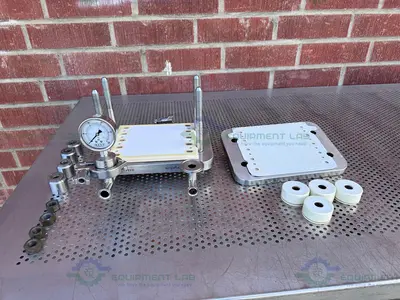 USED MILLIPORE PELLICON STAINLESS STEEL TFF CASSETTE HOLDER W/ GAUGE