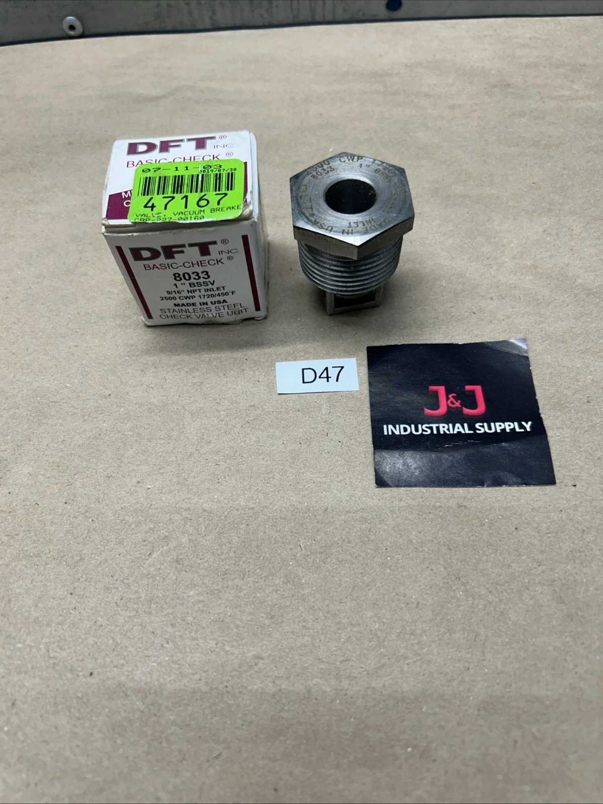 NEW DFT 8033 MULTIPOSITIONAL CHECK VALVE UNIT 1" BSSV 9/16”NPT Inlet + Warranty