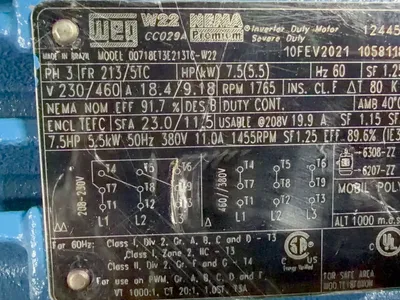 Used WEG 00718ET3E213TCW22 Motors (misc) Ohio US | HGR 24 #1265810
