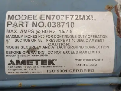 Used AMETEK EN707F72MXL Parts (Hydraulics and Pneumatics) British Columbia CA | Lenmark #271167