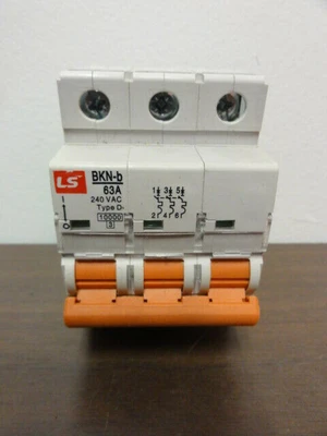 LS Breaker Model BKN-b, 63A, 3-Pole, 240 VAC, Type: D