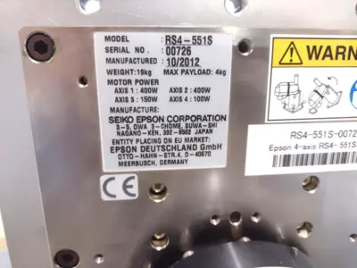 Used Epson 4-Axis RS4-551S Scara Spider Ceiling Mount Robot Robots Michigan US | Maverick Industrial Sales #1467922