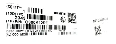 NEW OHMITE C300K12RE RESISTOR CERAMIC 300W