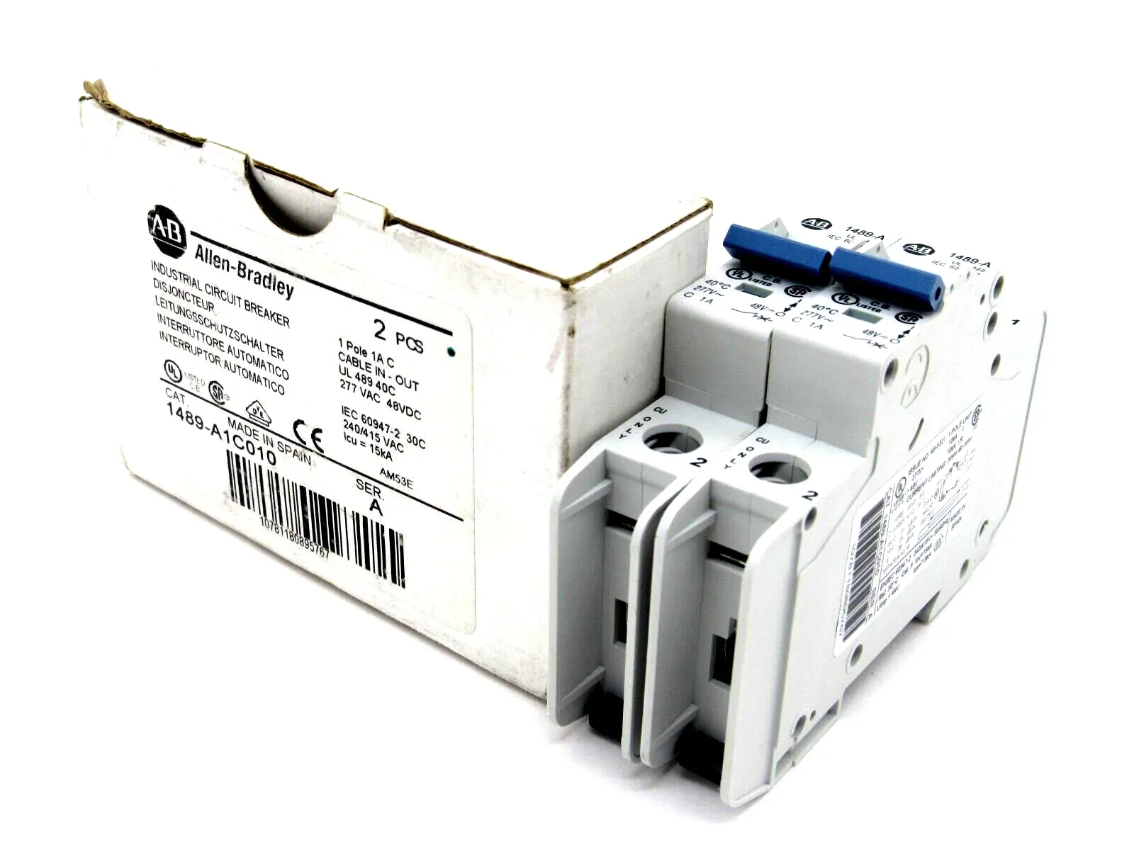 NEW 2 PCS. ALLEN BRADLEY 1489-A1C010 CIRCUIT BREAKER SERIES A 1489A1C010