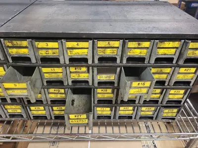 Set of 2 Vintage Metal Parts Drawer Cabinets with 40 Drawers Each