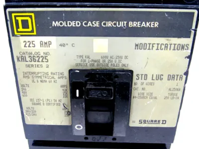 USED SQUARE D KAL36225 CIRCUIT BREAKER SER 2 3 POLE