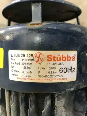 AV Stubbe ETLB 25-125 0.9kW PP Sealless Immersion Pump w/ 3460RPM 3PH 3.5m/h