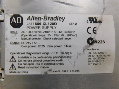 Allen-Bradley 1606-XL120D Power Supply Ser A DC24V 5A 120W Used