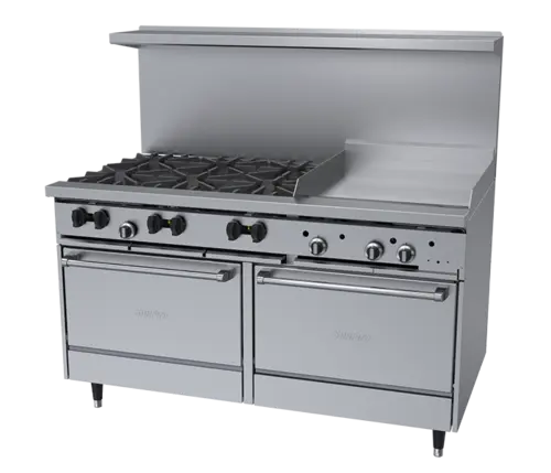 Garland X60-6G24RR 60" 6 Burner Sunfire Gas Range w/ Griddle & (2) Standard Ovens, Natural Gas