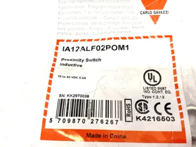 IA12ALF02POM1 | Carlo Gavazzi  Inductive Proximity Sensor, 2mm Flush Mount - New – Open box