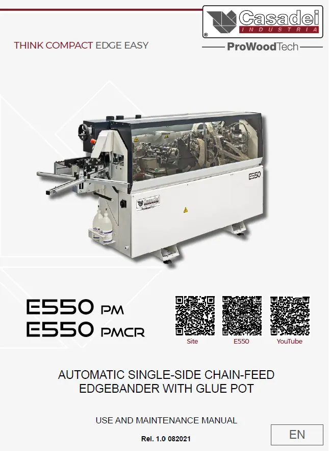 Casadei E550 PM / PMCR  Edgebander Operator's Manual (PDF Download)