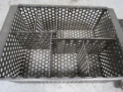 14-1/2" X 11" Stainless Steel Solvent Dip Wash Basket With Compartments & Lid