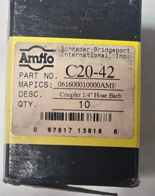 10 Pcs Amflo C20-42 Coupler 1/4" Hose Barb Quick Connect Socket