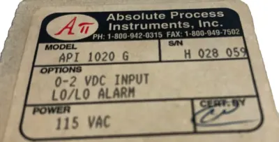 NEW ABSOLUTE PROCESS API 1020 G DC INPUT ALARM API1020G