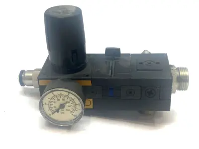Used Knapp Air Pressure Regulator w/Gauge Modular Inline Port Fitting Air Pressure Regulators Michigan US | Maverick Industrial Sales #1394278