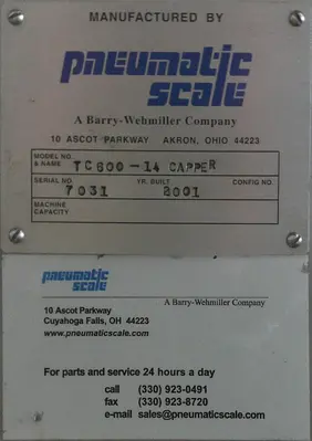USED PNEUMATIC SCALE TC607
