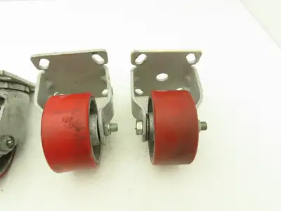 Fairbanks 4" Caster Wheel Poly/Cast (2) Swivel (2) 5-1/2" OAH Rigid Lot of 4