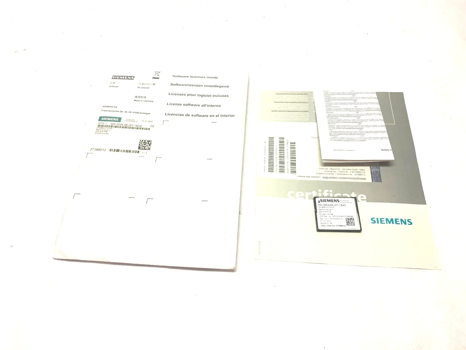 Siemens 6SL3054-0EJ01-1BA0 SINAMICS S120 CompactFlash Card SW 4.8 HF6 - New Other