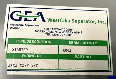 Westfalia TC 100-01-006 separator, 316SS.