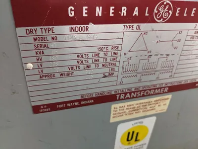 45 kVA Dry Type Transformer 480 Delta 208Y/120 General Electric 9T23B3873 Red Label TESTED