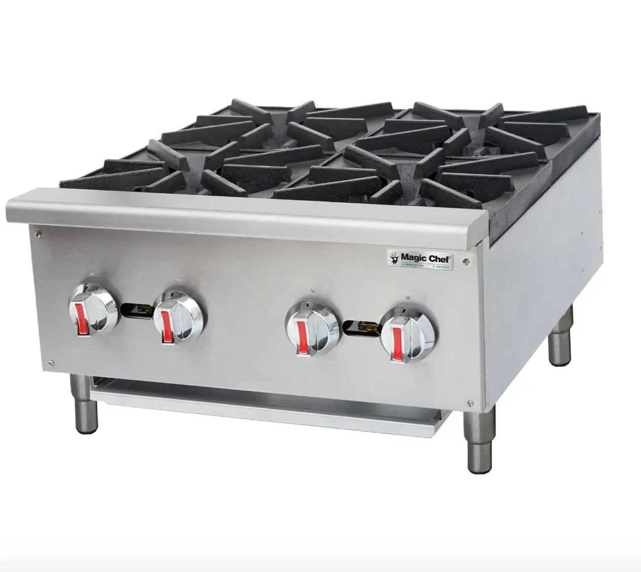 Magic Chef 24 IN. COMMERCIAL 4-BURNER COUNTERTOP GAS HOTPLATE IN STAINLESS STEEL